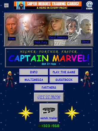 Captain Marvel website screen capture